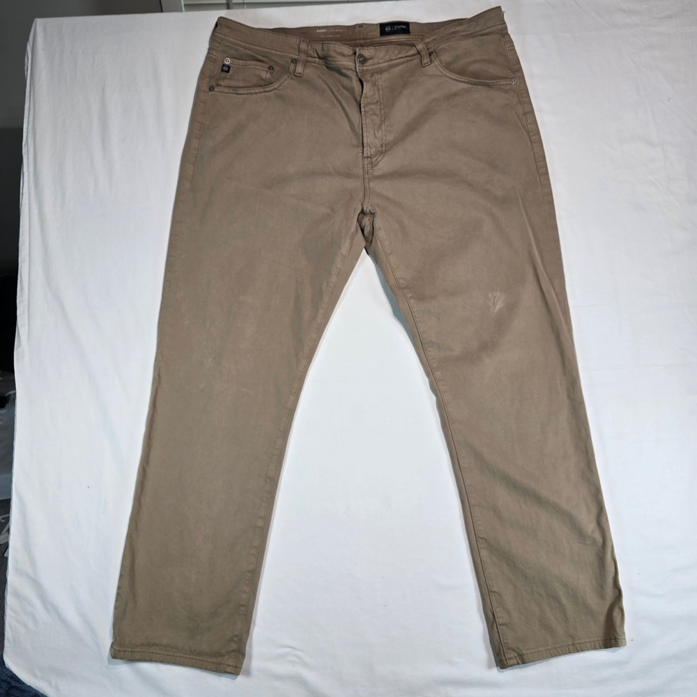 AG Adriano Goldschmied Everett Slim Straight Khaki Pants Tan 40x32 1794SUDSTOB